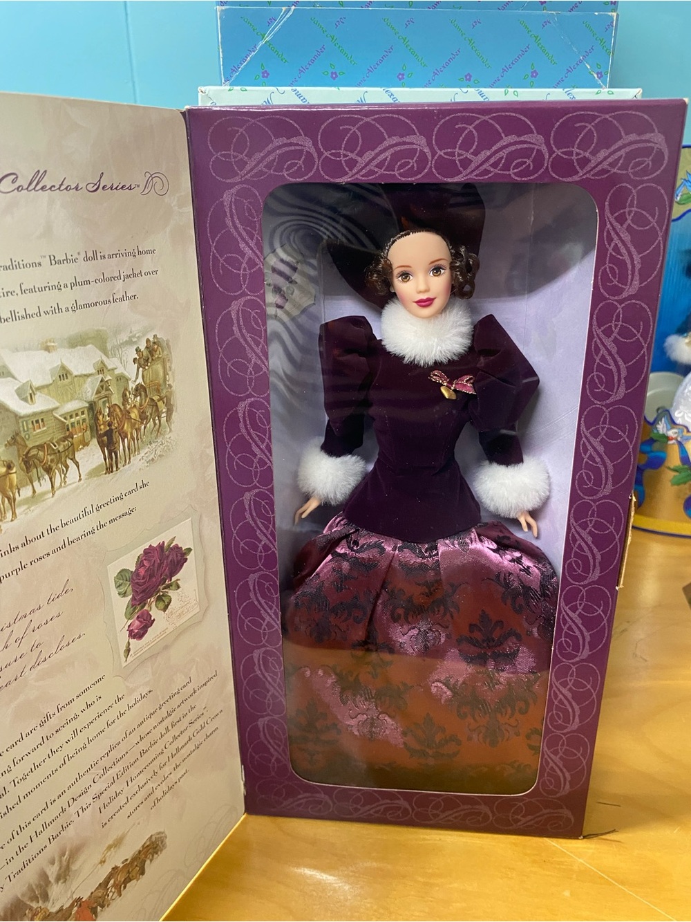 Hallmark Plum and Pink Collector Doll in Velvet Holiday Outfit